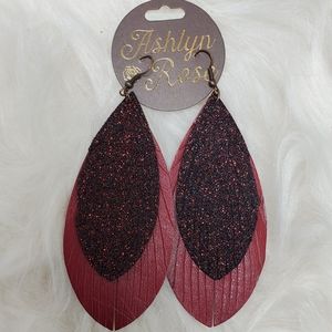 Maroon layered earrings